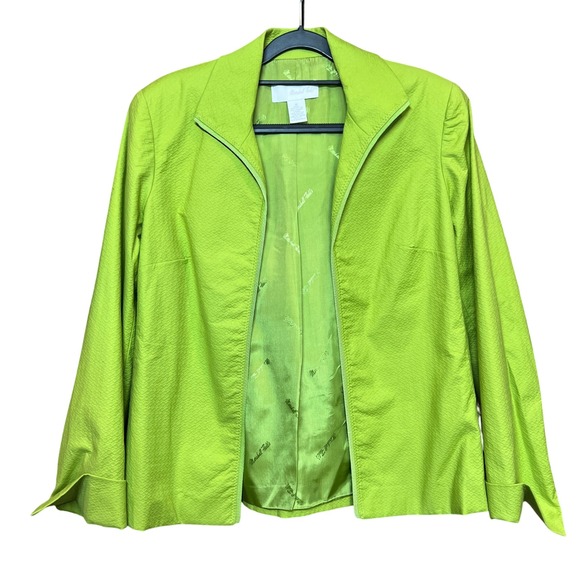 Marshall Fields Jackets & Blazers - Vtg Marshall Fields Chartreuse Green Cotton Lined Blazer Jacket Women's Size 10